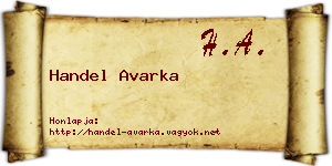 Handel Avarka névjegykártya
